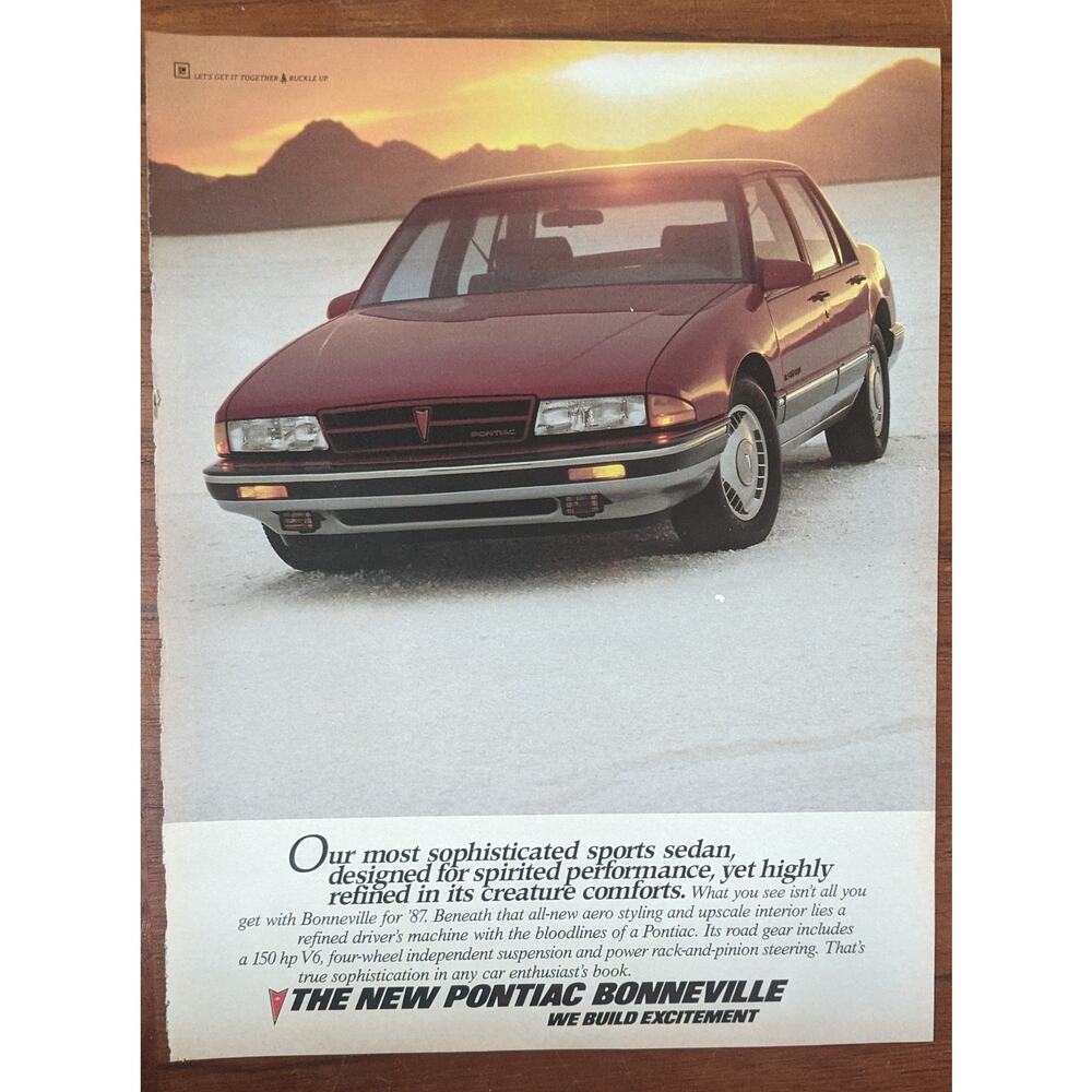 Vintage Print Ad 1986 Pontiac Bonneville